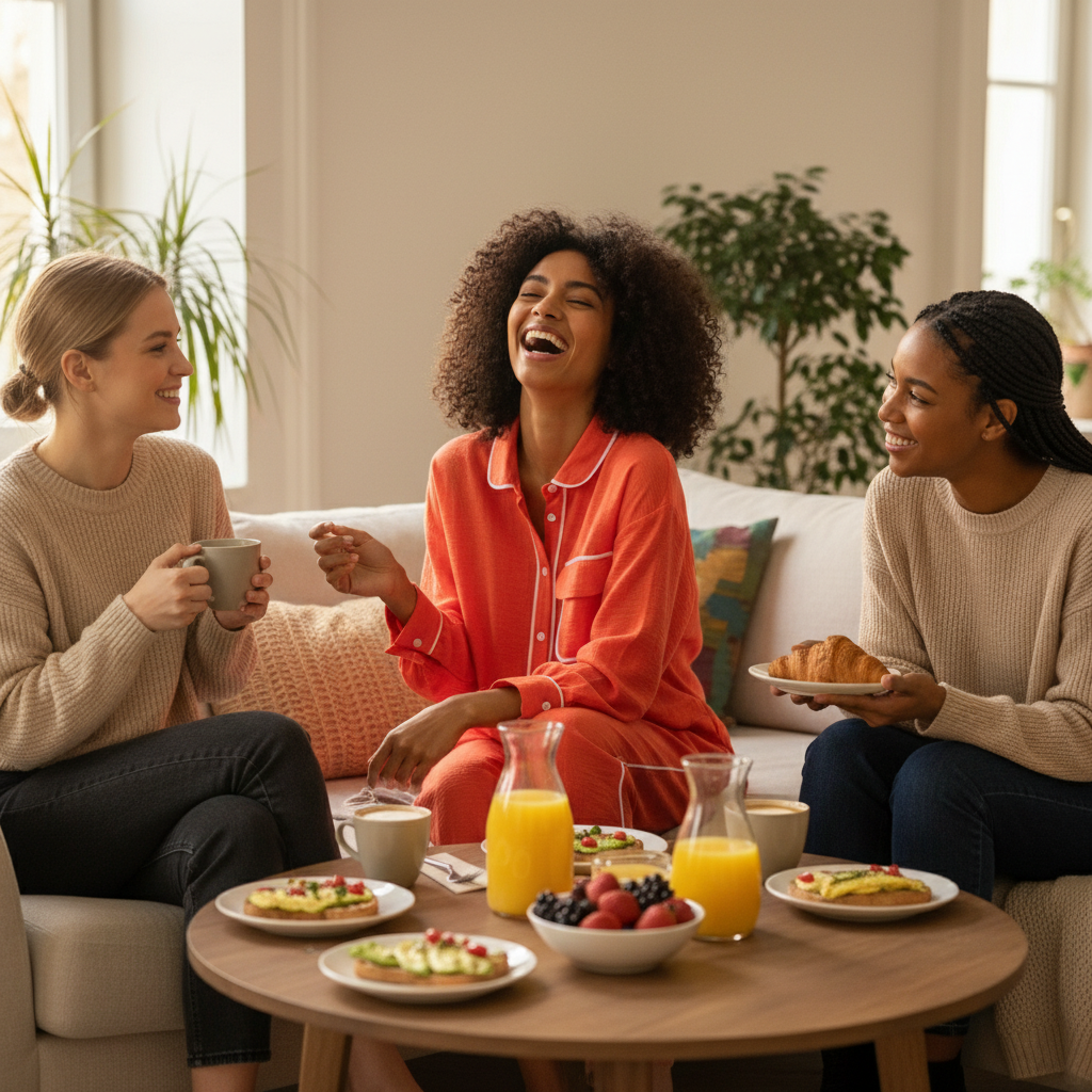 Elegantni Narančasti Dvodijelni Loungewear Set s Bijelim Rubom Slika 5