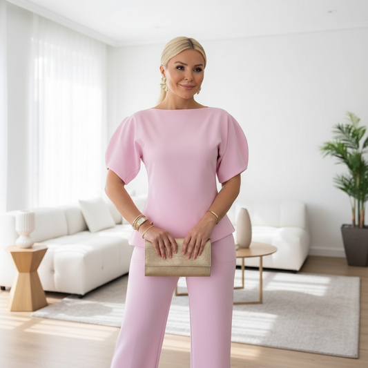 Elegantni Rozi Komplet s Puf Rukavima - Univerzalna Veličina Slika 2