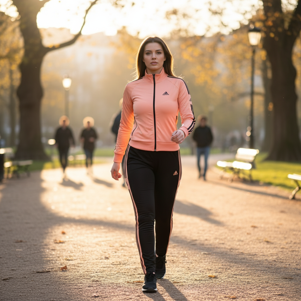 Moderan Dvodijelni Sportski Komplet - Trenerka Breskva/Crna Slika 3