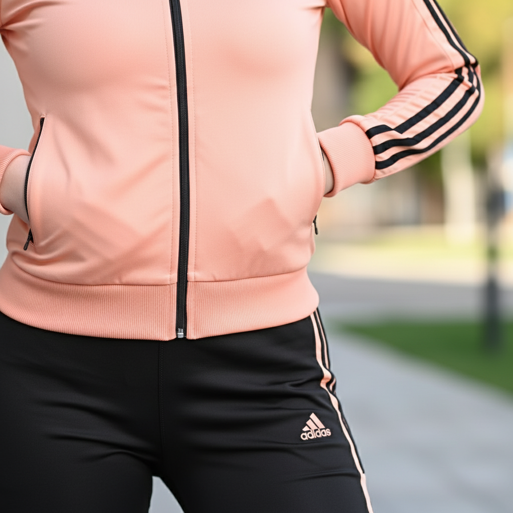 Moderan Dvodijelni Sportski Komplet - Trenerka Breskva/Crna Slika 6