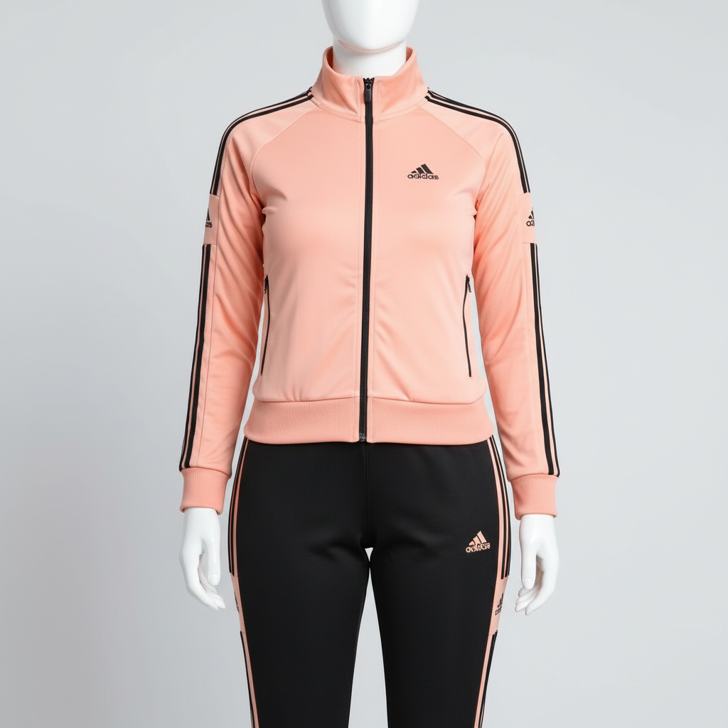 Moderan Dvodijelni Sportski Komplet - Trenerka Breskva/Crna Slika 1