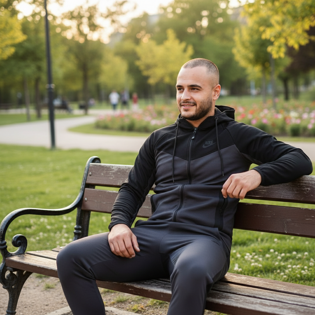 Muška Premium Trenirka | Udoban Dvodijelni Sportski Komplet | Crno-Siva Slika 3