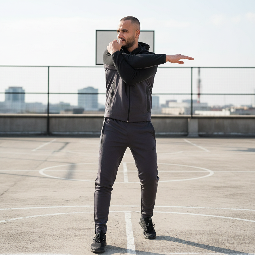 Muška Premium Trenirka | Udoban Dvodijelni Sportski Komplet | Crno-Siva Slika 5