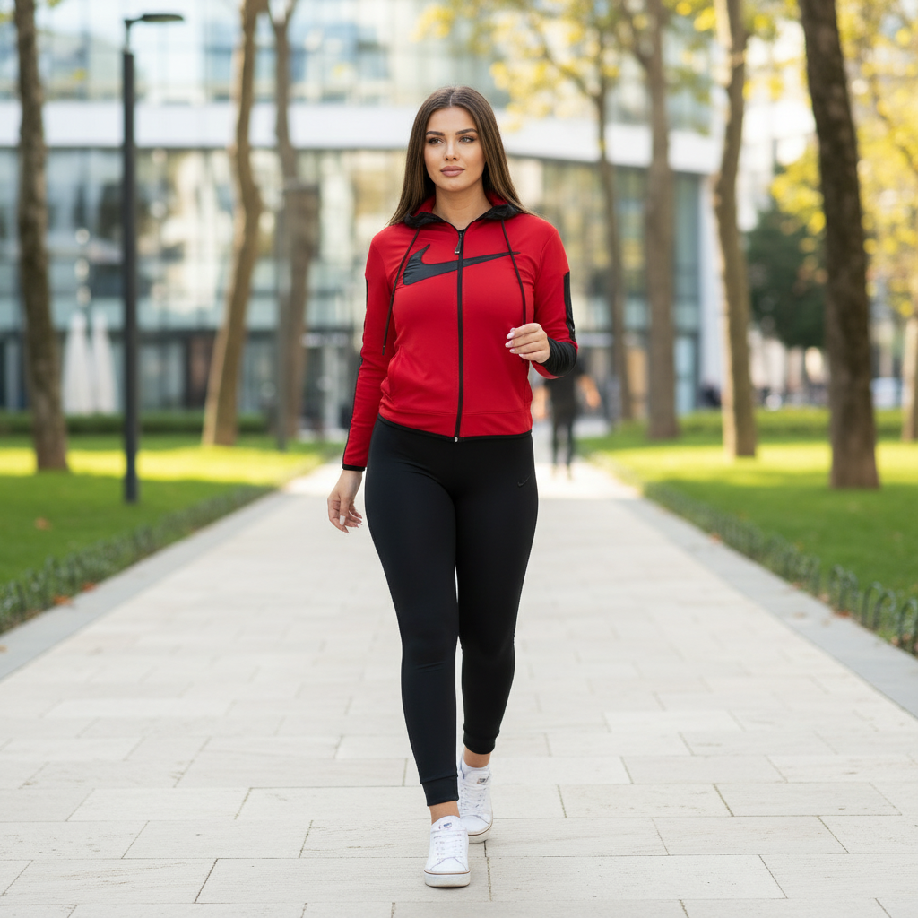 Elegantna Ženska Trenerka Komplet - Crveno/Crna Slika 3