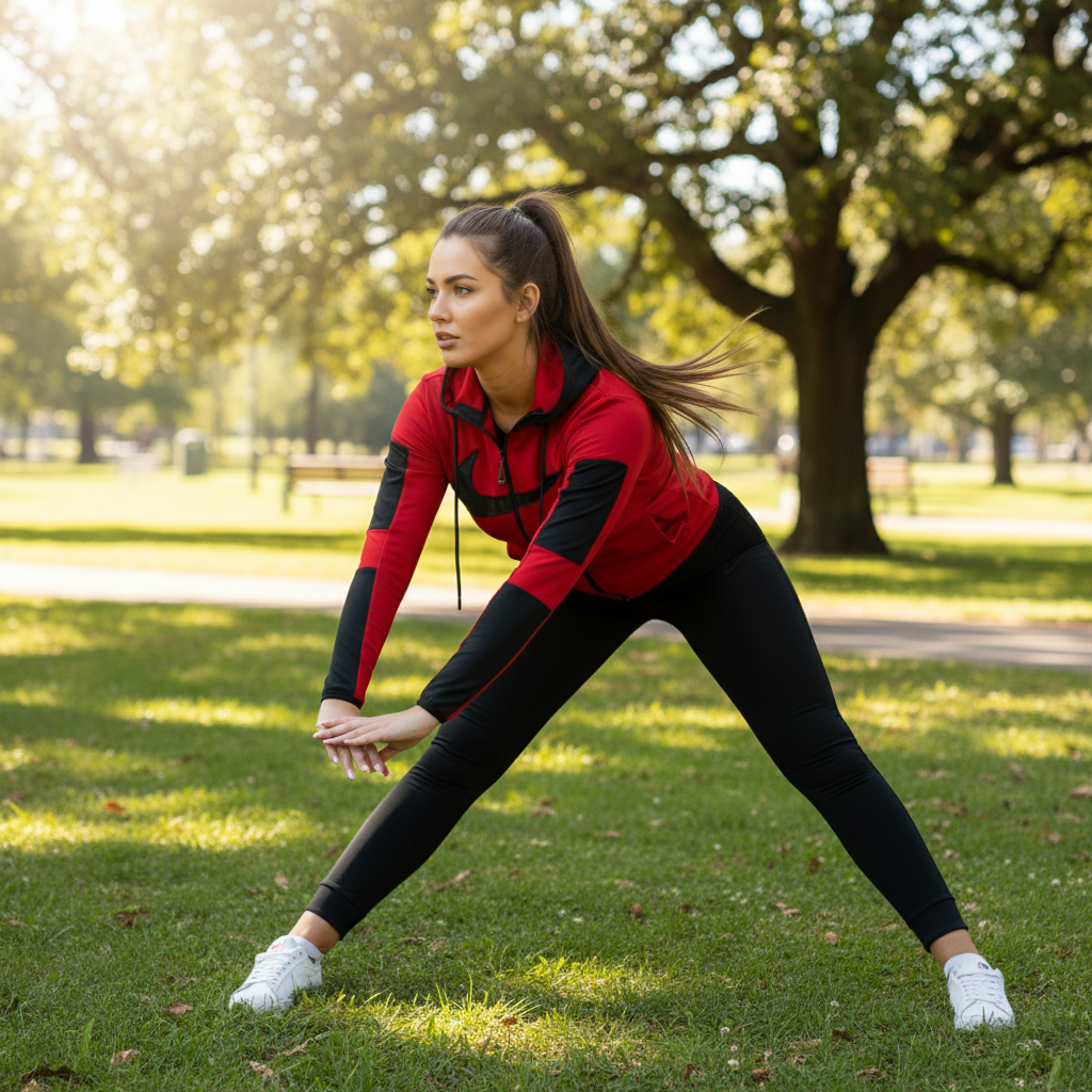 Elegantna Ženska Trenerka Komplet - Crveno/Crna Slika 6