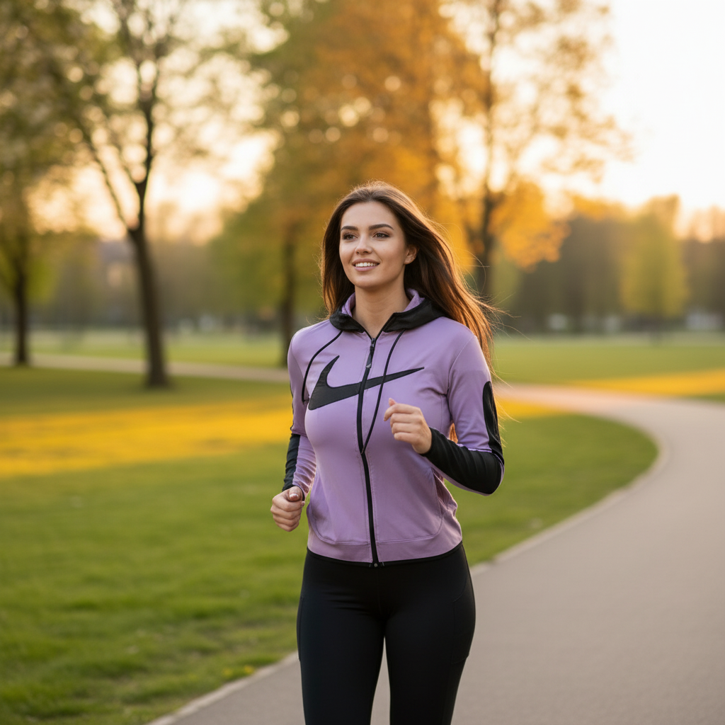 Elegantna Ženska Sportska Jakna s Kapuljačom - Lavanda i Crna Slika 2