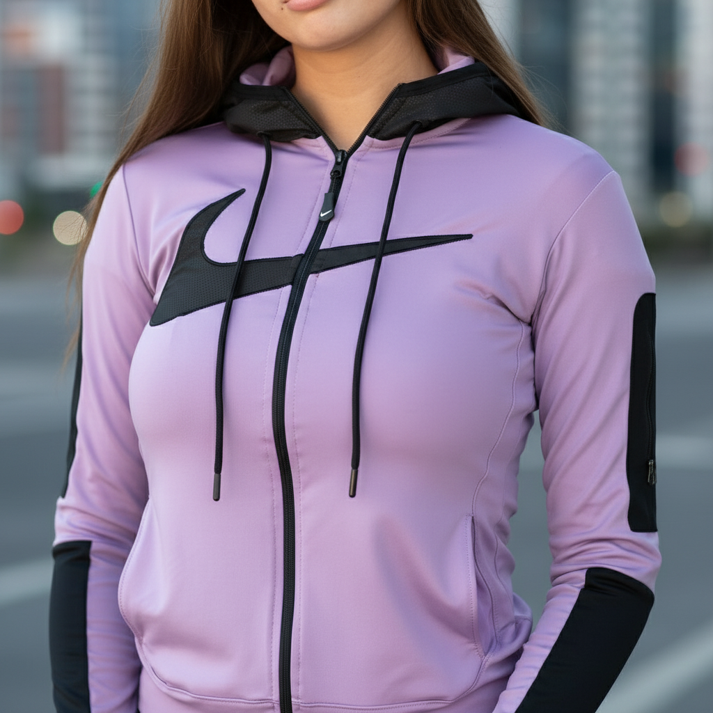 Elegantna Ženska Sportska Jakna s Kapuljačom - Lavanda i Crna Slika 4