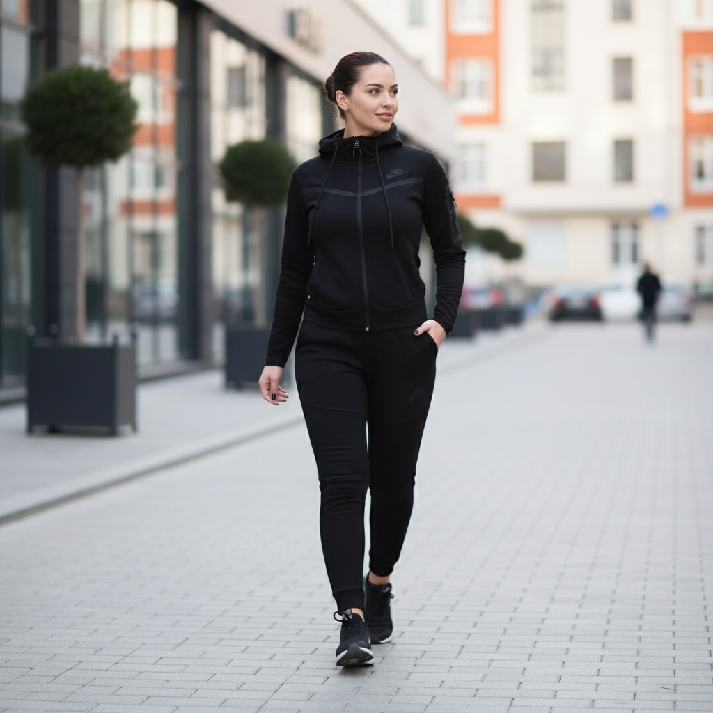 Elegantni Ženski Sportski Komplet Trenerka - Crna Slika 3