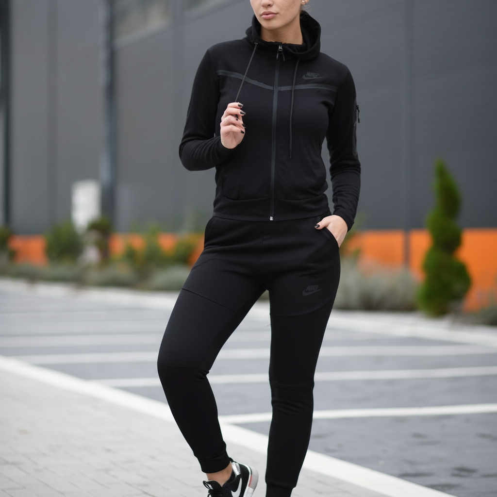 Elegantni Ženski Sportski Komplet Trenerka - Crna Slika 6