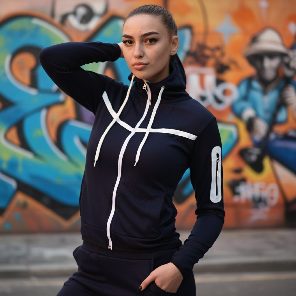 Ženska Sportska Trenirka - Tamnoplava, Elegantna i Udobna Slika 6