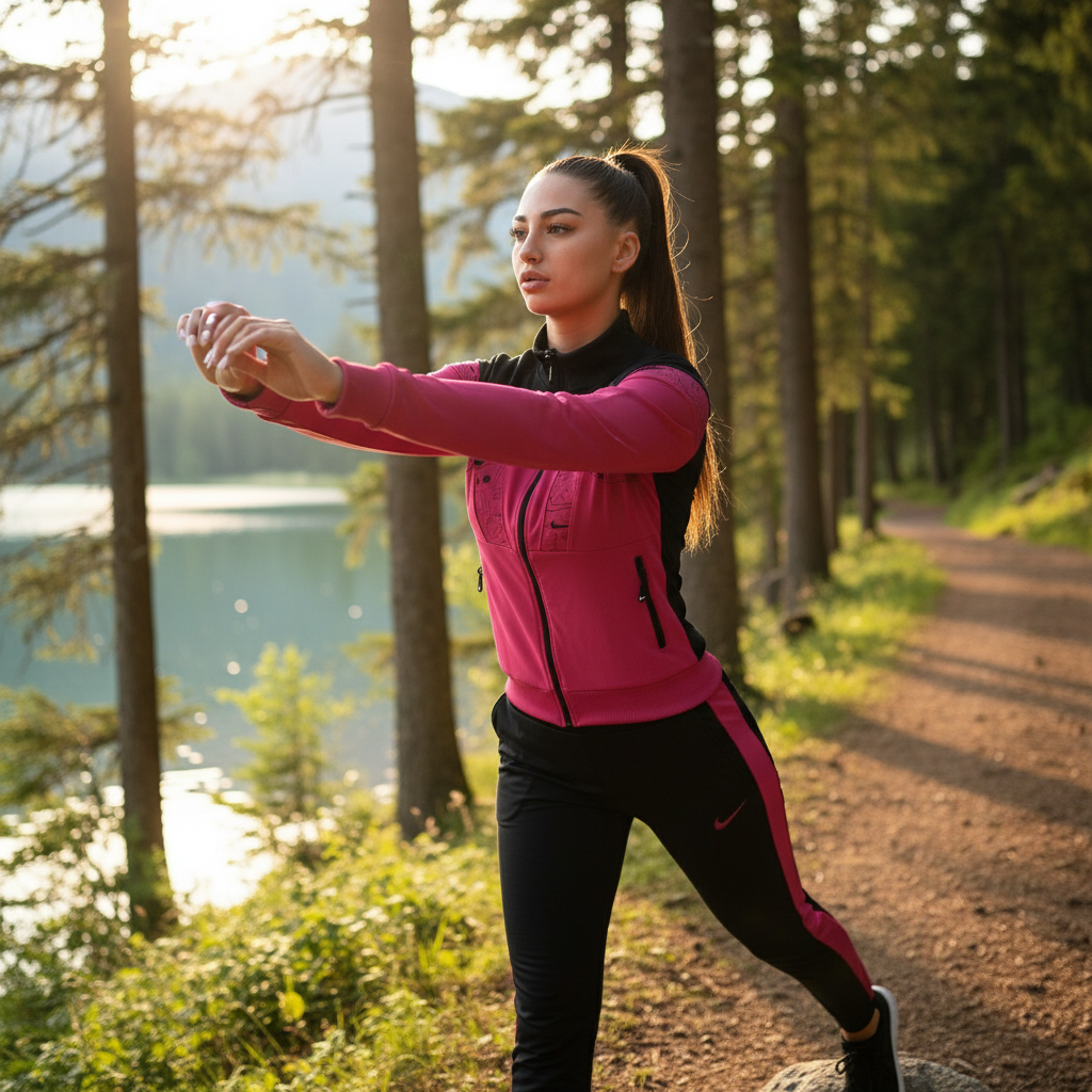 Elegantna Ženska Sportska Trenerka Set - Fuchsia/Crna Slika 4