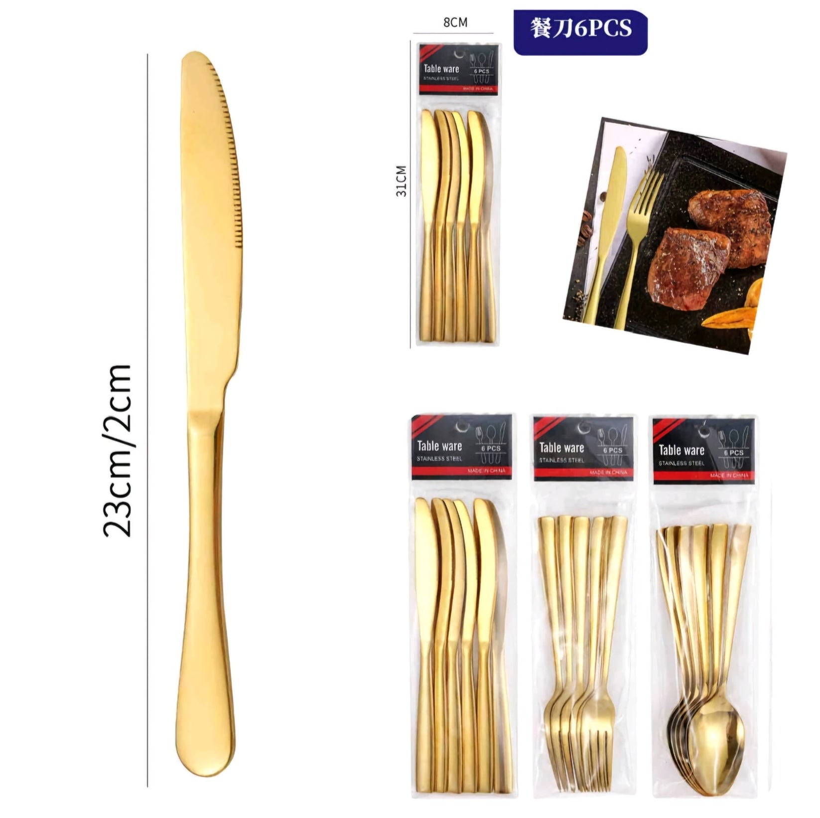 18 - Dijelni Set Pribora za Jelo Zlatne Boje – – – slika 6