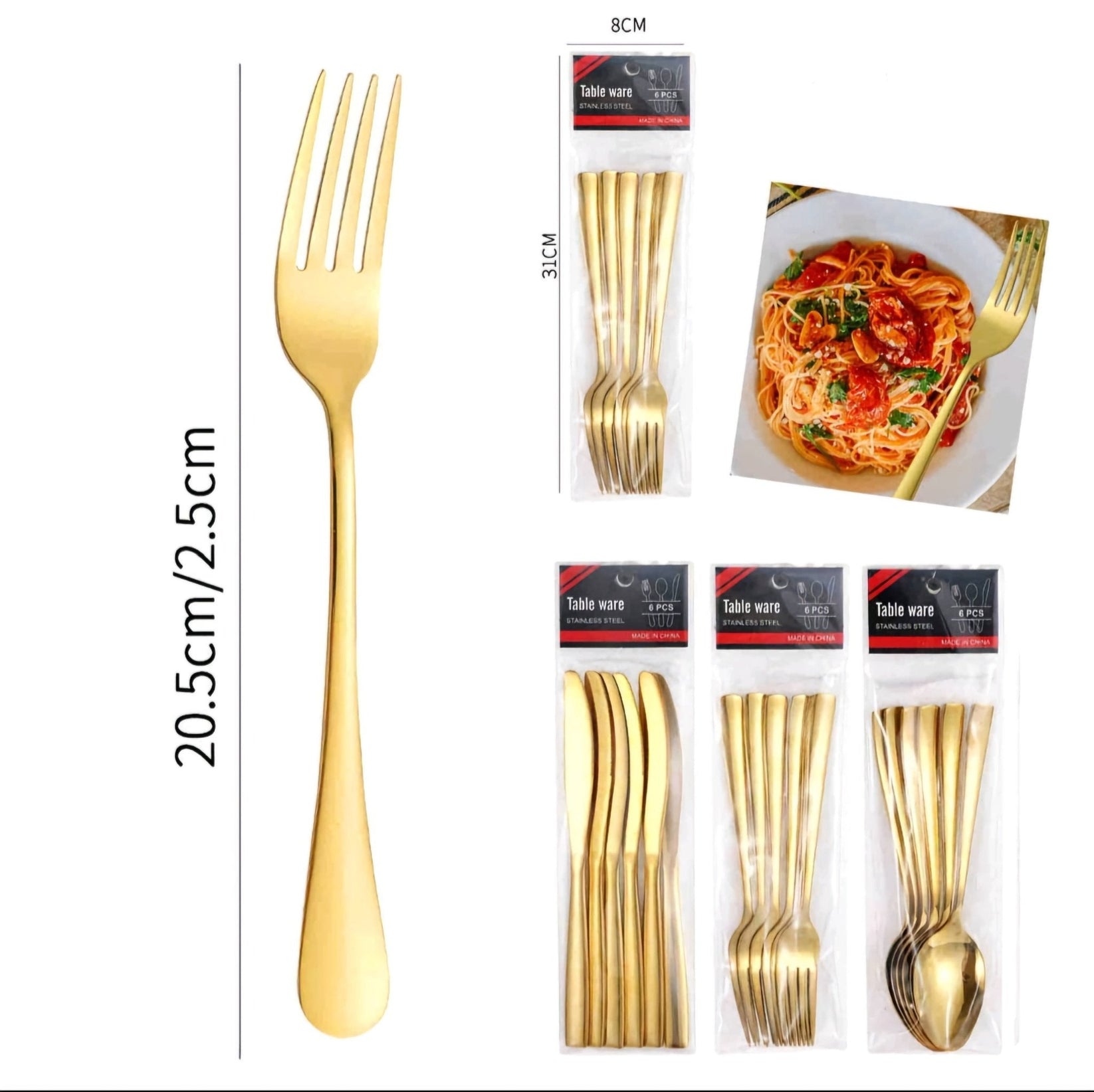18 - Dijelni Set Pribora za Jelo Zlatne Boje – – – slika 4