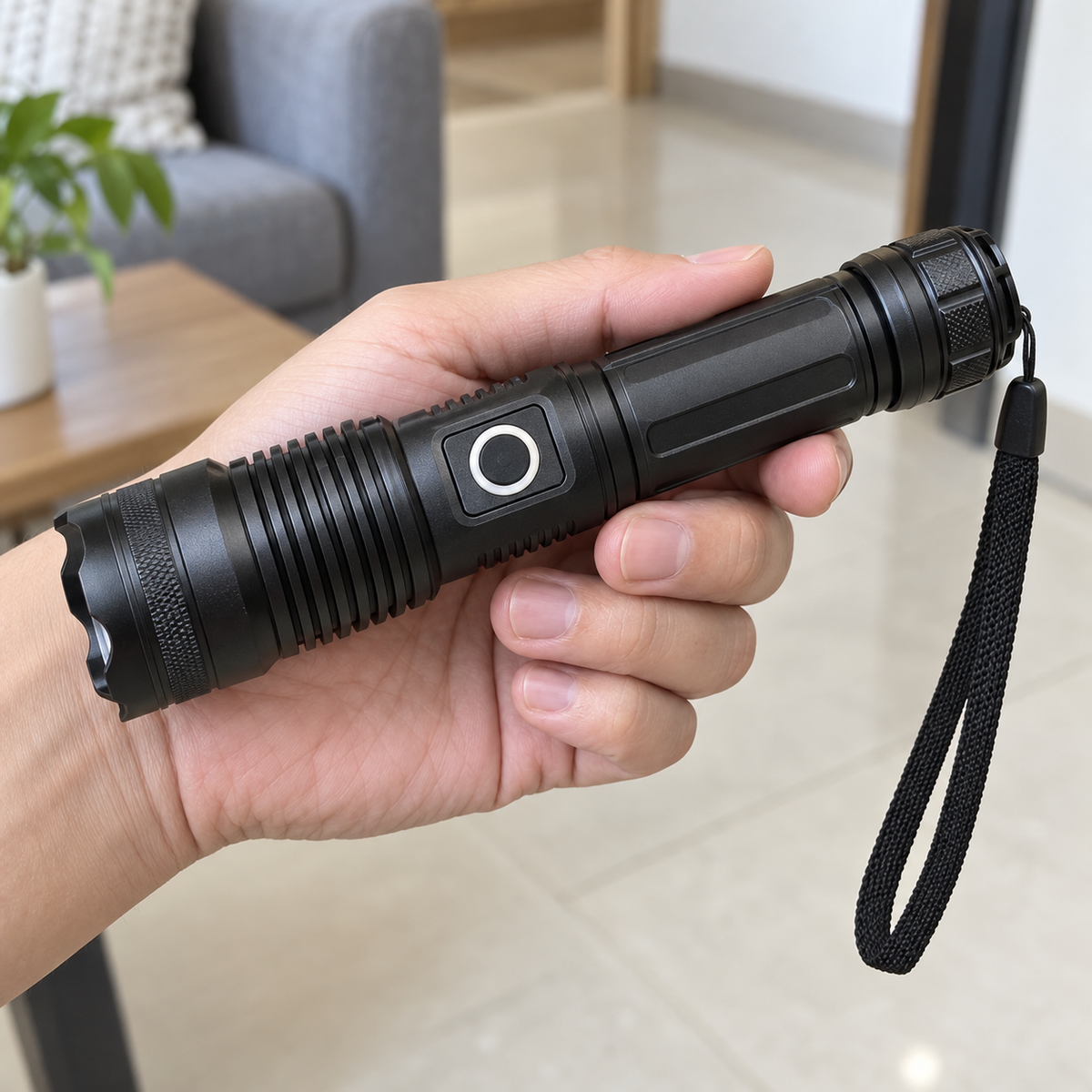 JUNFEI JF-X501 P50 ručna punjiva lampa – prikaz u ruci