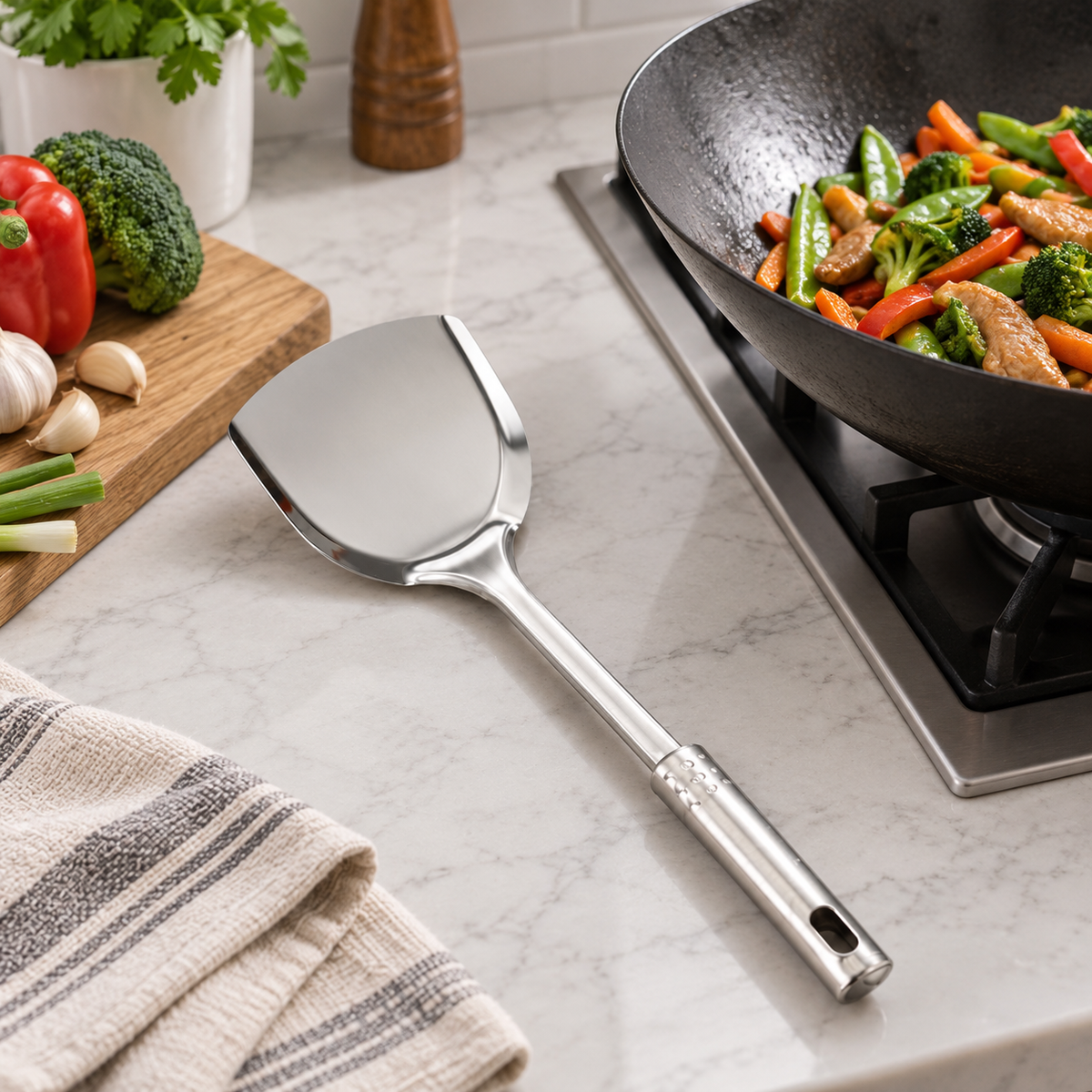 Metalna kuhinjska lopatica 31 cm – fotografija u domu