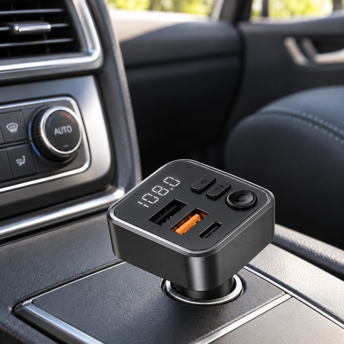 C40 auto FM modulator s USB-C i dva USB-A priključka – prikaz u prostoru