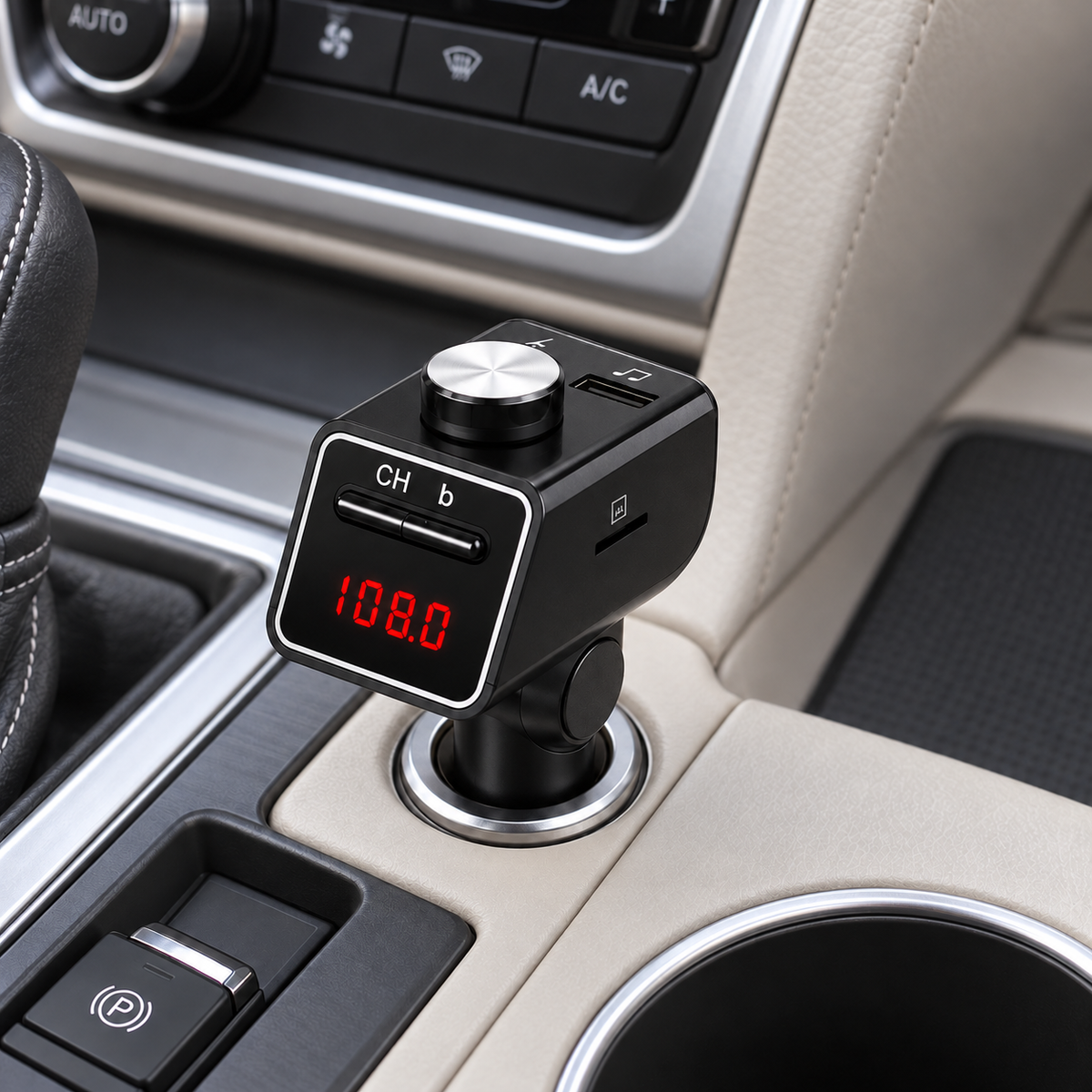 Q18S auto FM modulator s okretnom glavom – prikaz u prostoru