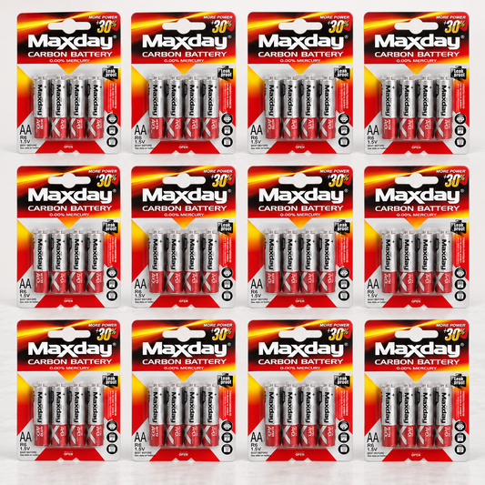Maxday AA R6 Carbon baterije 1,5 V – 48 komada – studijska fotografija