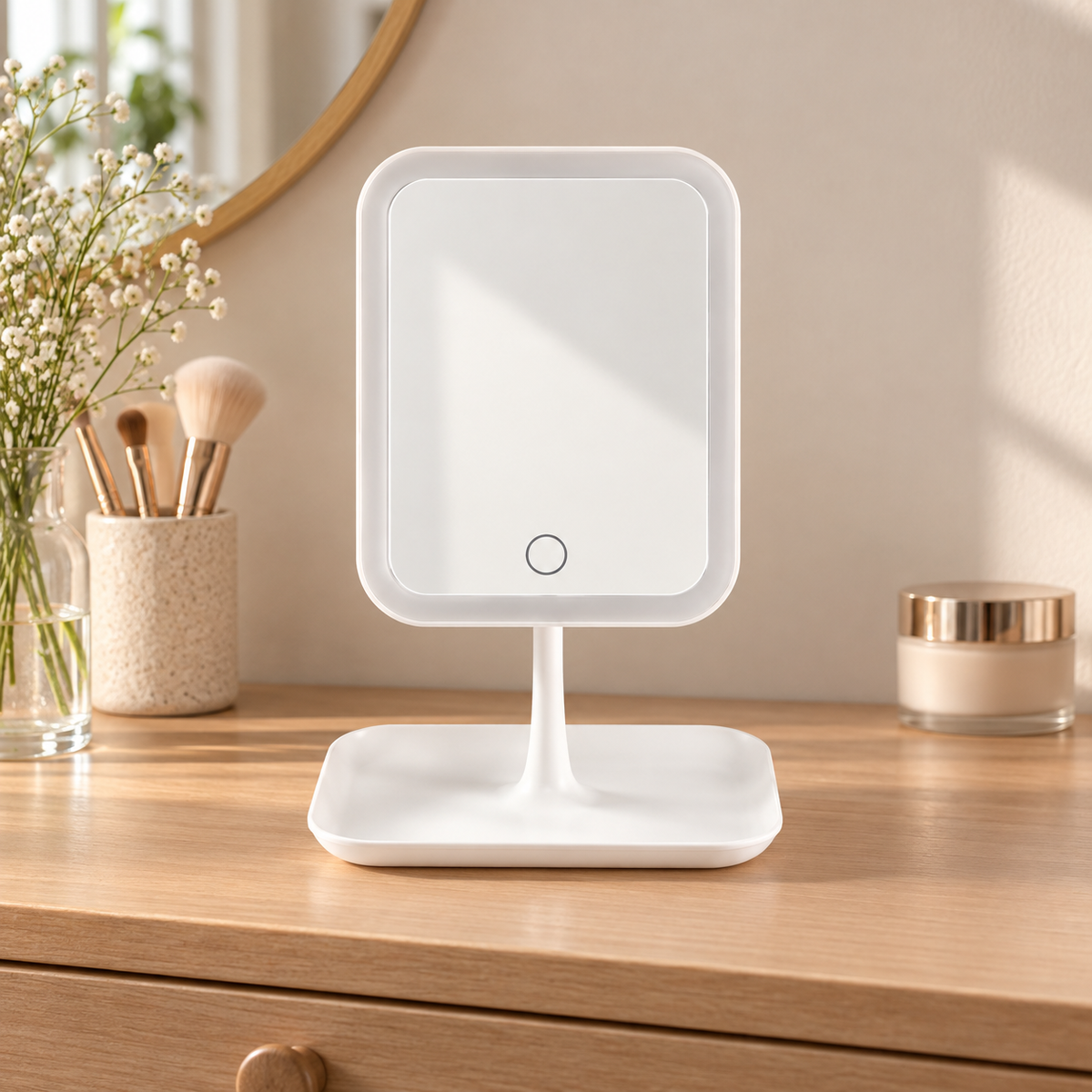 Stolno LED ogledalo s postoljem – izbor modela – lifestyle