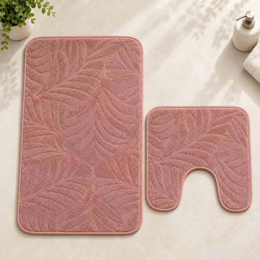 Set kupaonskih prostirki – listići 50 × 80 cm – studijski prikaz oba dijela