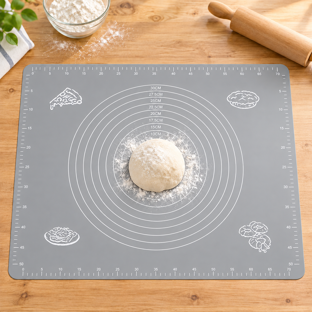 Podloga za tijesto 50 × 70 cm – prikaz u kuhinji