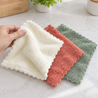 Krpe 30 × 30 cm, 3 komada – Plišasta tekstura – prikaz uz ruku