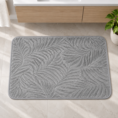 Kupaonska prostirka s reljefnim lišćem – 50 × 80 cm – prikaz u kupaonici