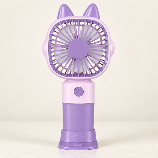 Ručni mini ventilator s mačjim ušima – Type-C – ljubičasti primjer – studijski prikaz