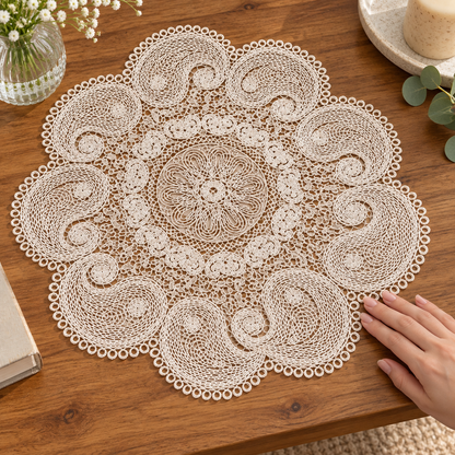 Čipkasti podmetač s paisley ukrasima 40 × 40 cm – ugc