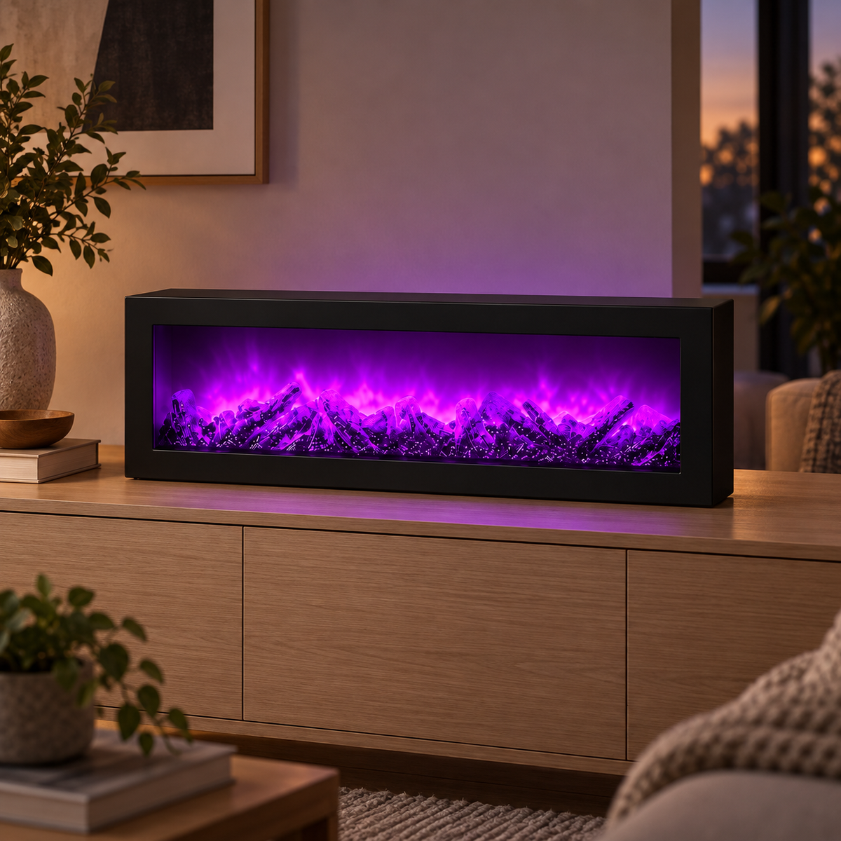 Crni RGB dekorativni LED kamin SP26 – lifestyle