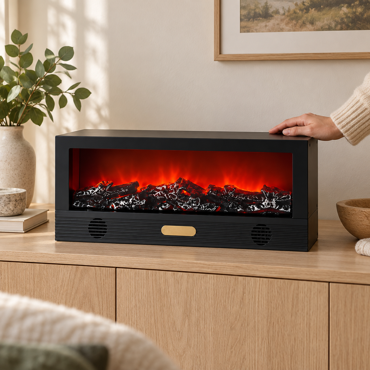 Crni dekorativni LED kamin SP91, 50 cm – ugc