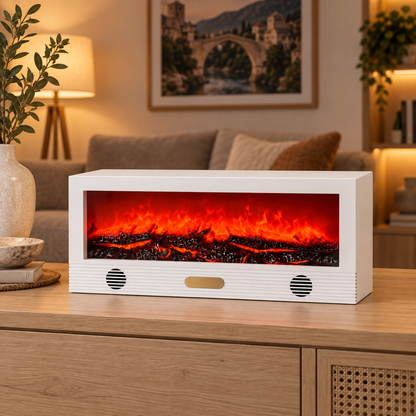 Bijeli dekorativni LED kamin SP91, 50 cm – lifestyle