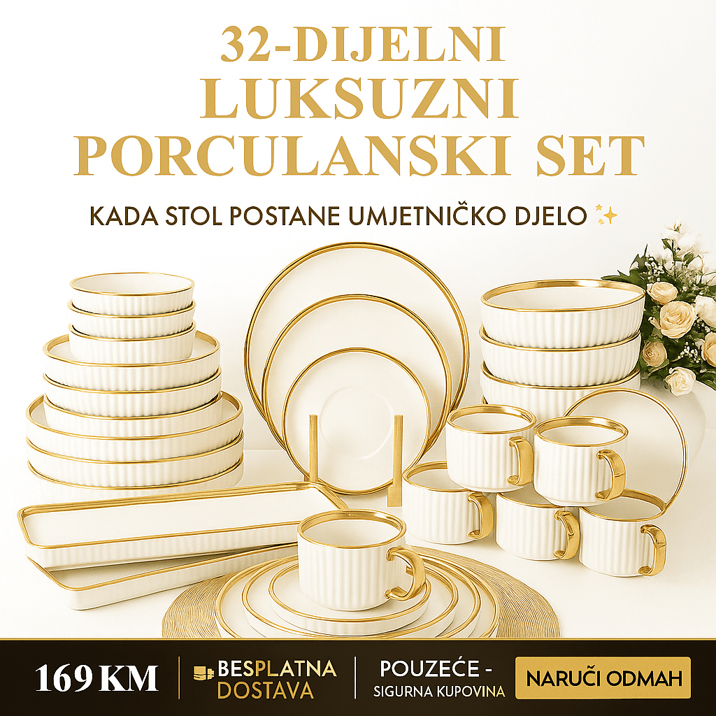 32 - dijelni Porculanski Set Posuđa - SAMO KLIKNI