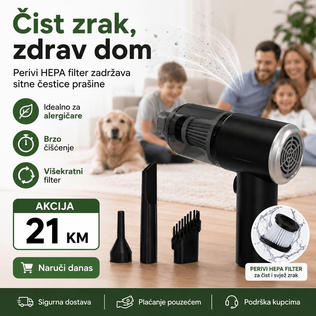 3u1 Prijenosni Mini Usisavač za Dom i Auto – Usisivači i Kućanski Strojevi – – slika 3