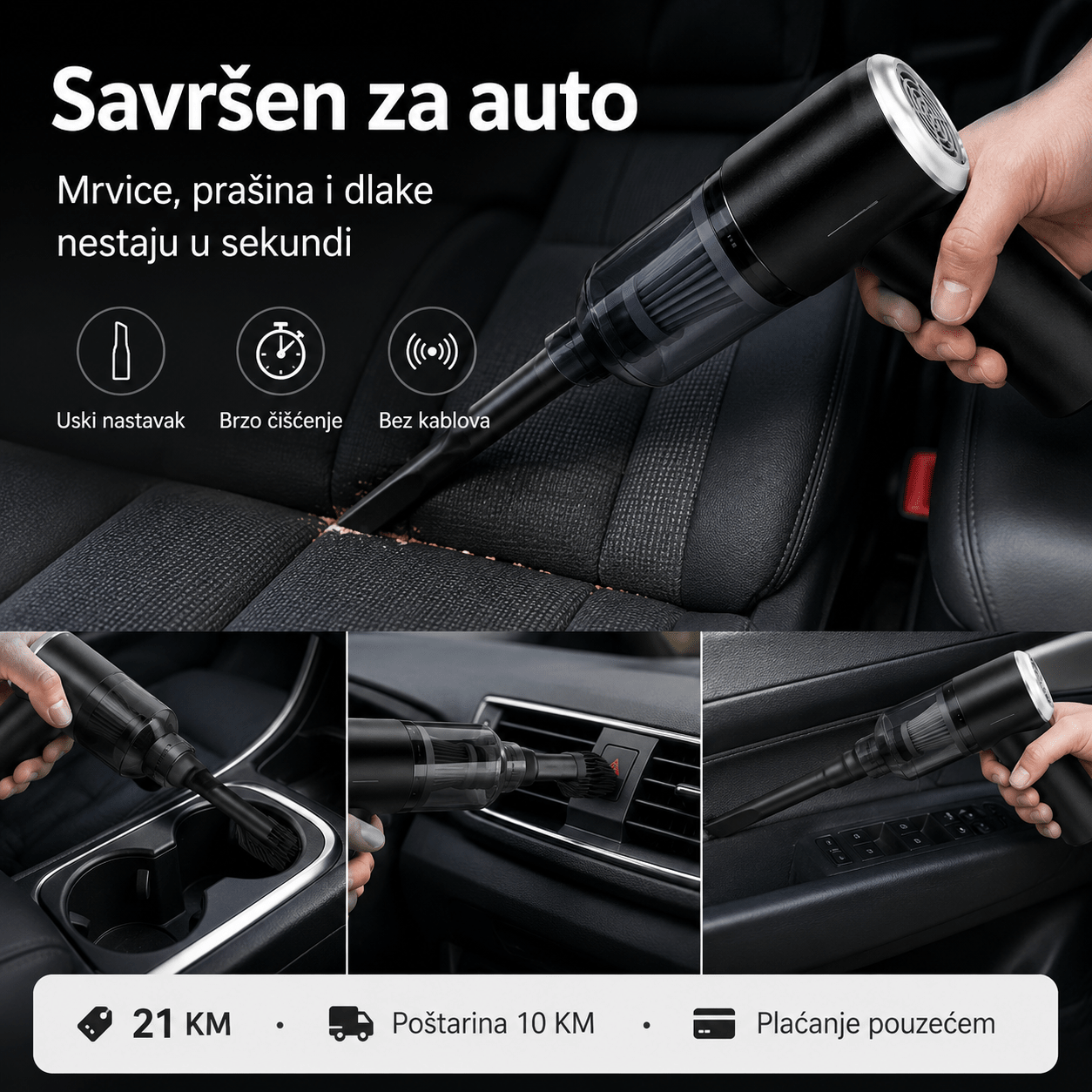 3u1 Prijenosni Mini Usisavač za Dom i Auto – Usisivači i Kućanski Strojevi – – slika 7