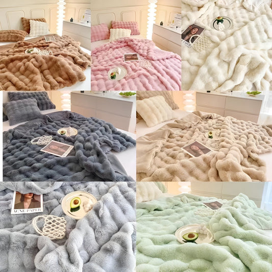 4/1 Pleteni set posteljine od umjetnog krzna – – Roza – slika 1