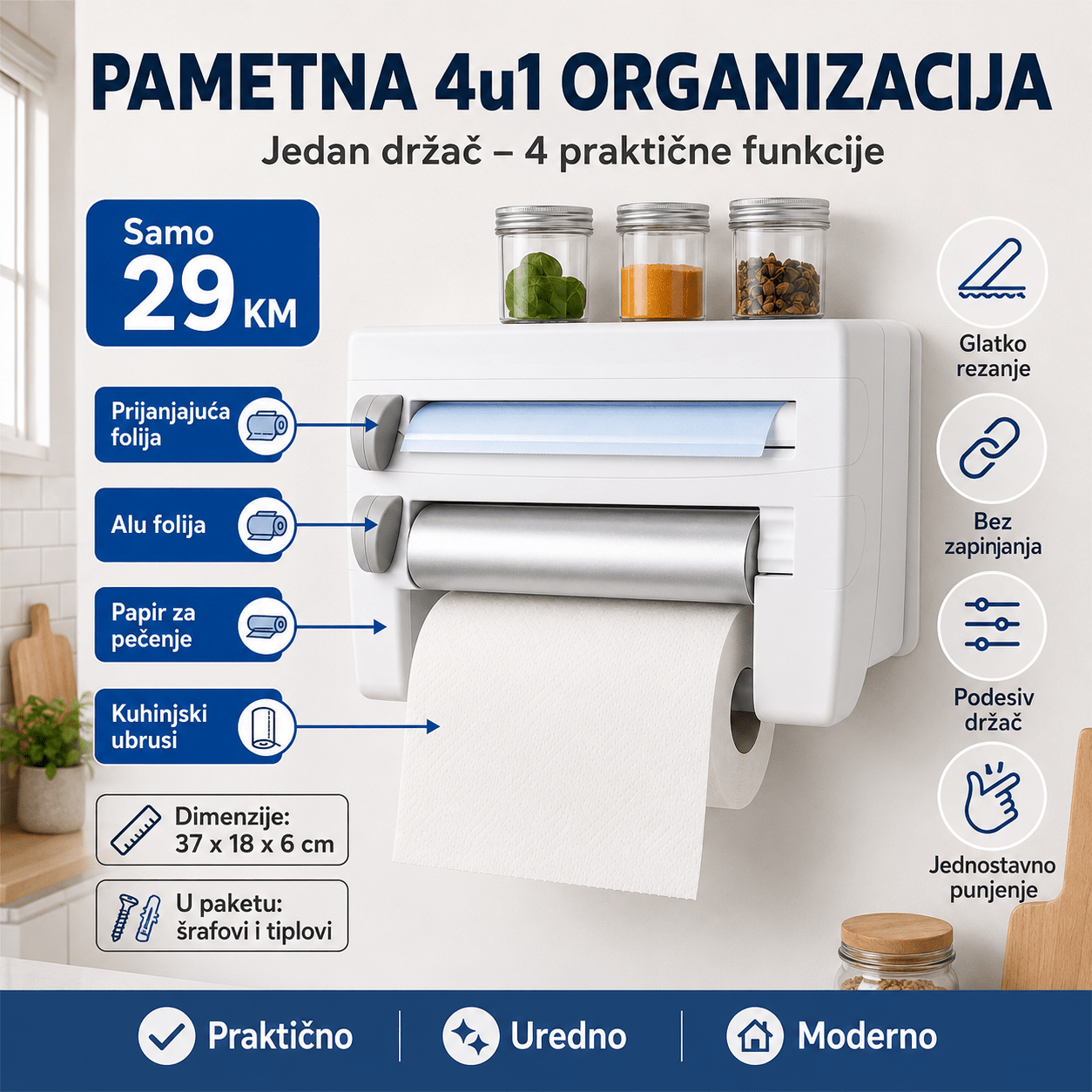 4u1 držač za ubruse i folije – Posuđe i Kuhinjski Pribor – – slika 3