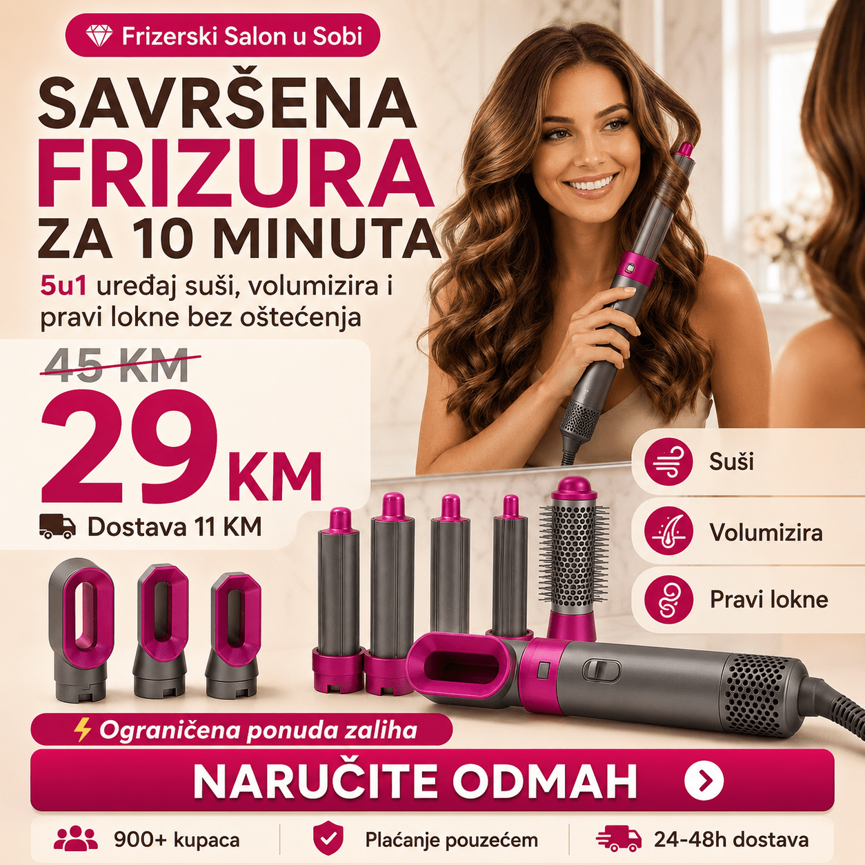 5 - u - 1 četka za stiliziranje kose – Aparati za Ljepotu – – slika 2