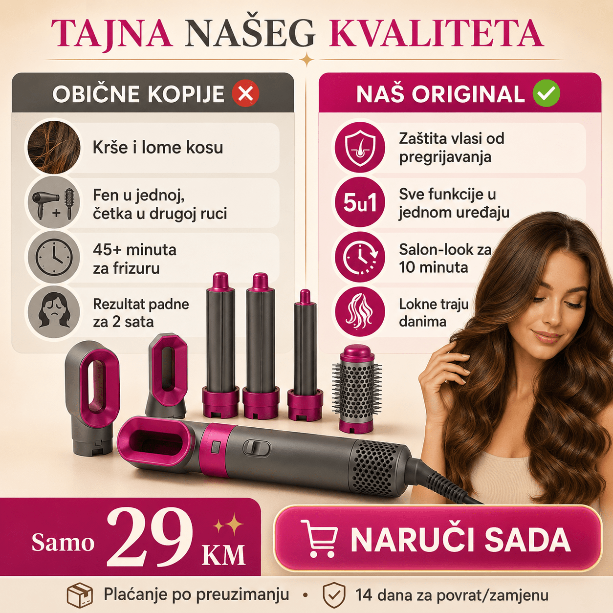5 - u - 1 četka za stiliziranje kose – Aparati za Ljepotu – – slika 5