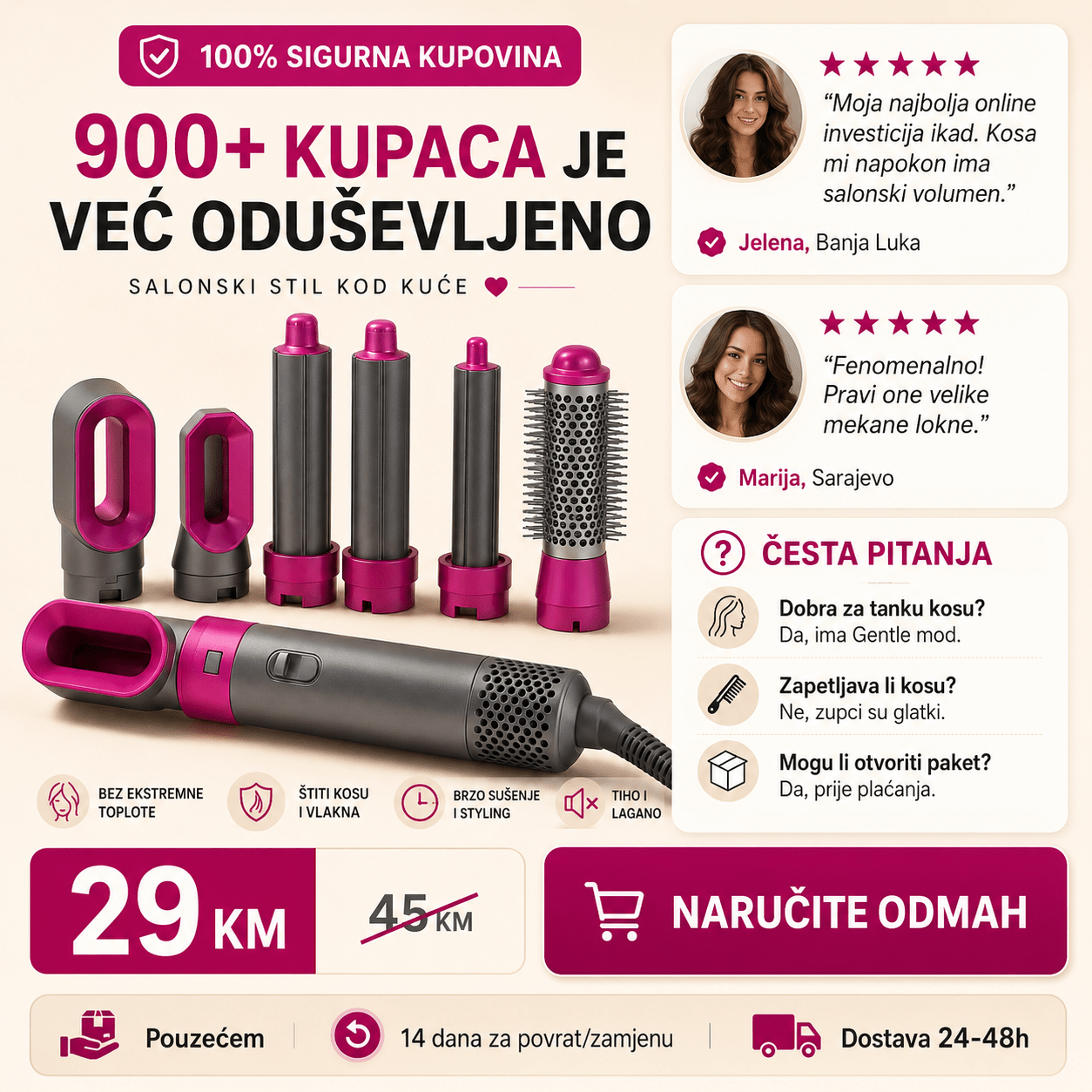 5 - u - 1 četka za stiliziranje kose – Aparati za Ljepotu – – slika 3