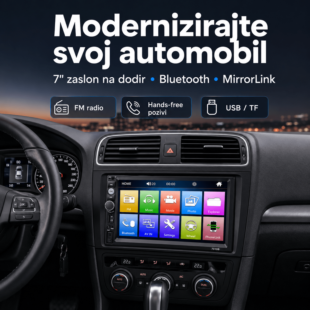 7" Auto Multimedija sa Zaslonom na Dodir – – – slika 2