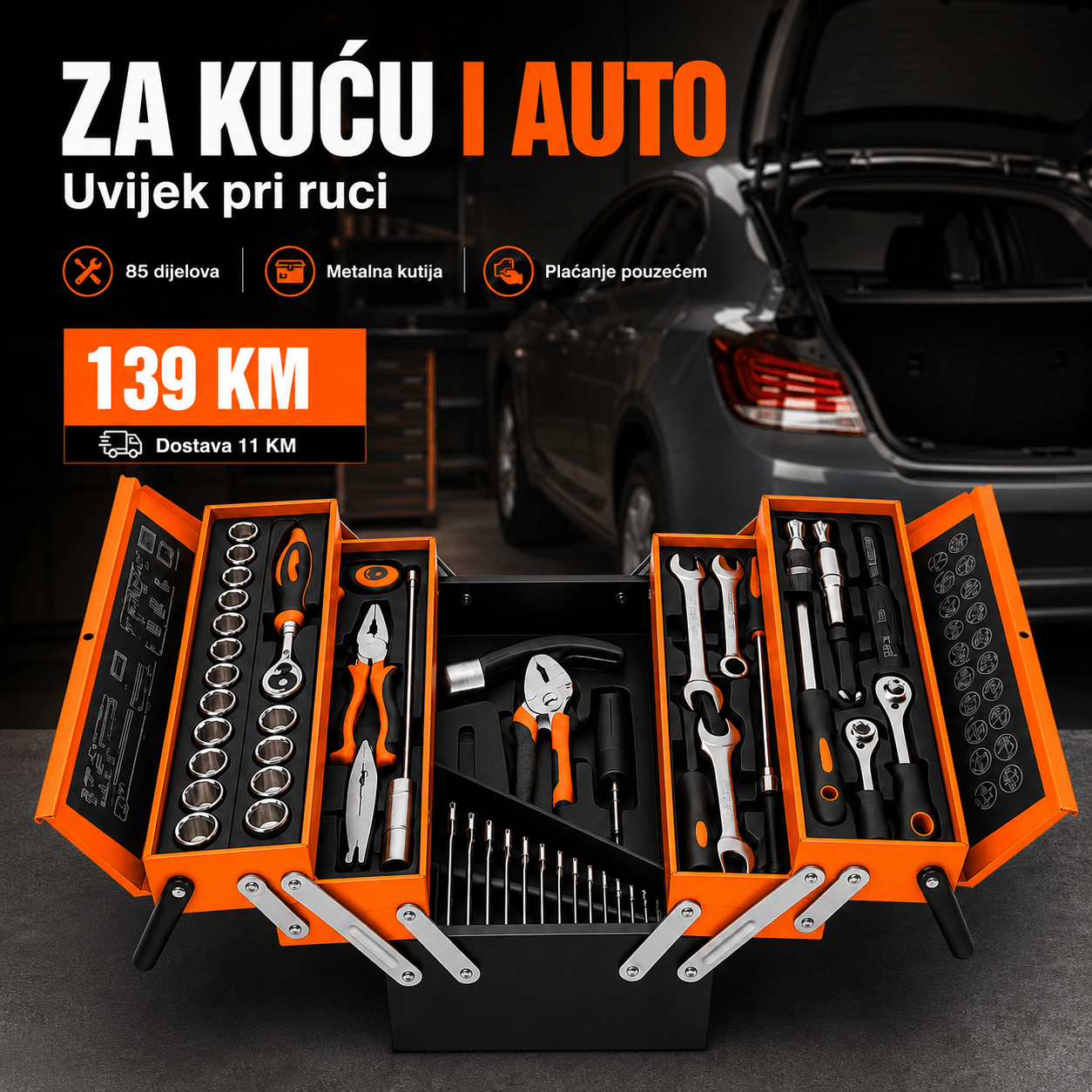 85-dijelni set alata u metalnoj kutiji – Ručni Alati i Gedore – – slika 5