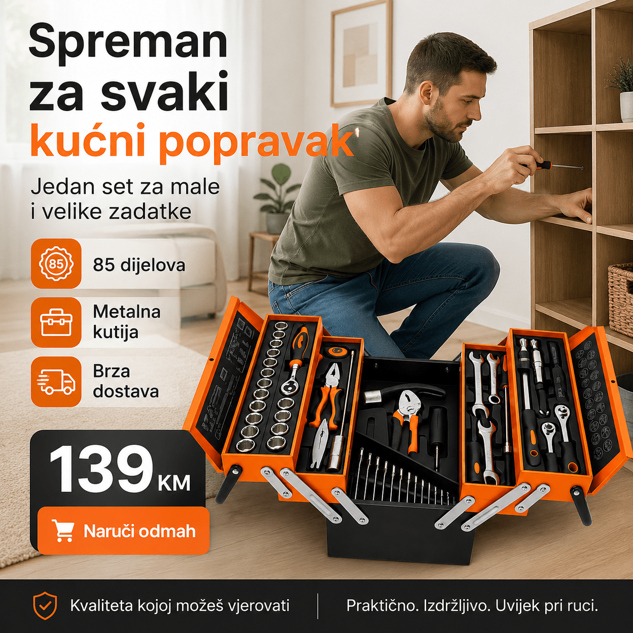 85-dijelni set alata u metalnoj kutiji – Ručni Alati i Gedore – – slika 7