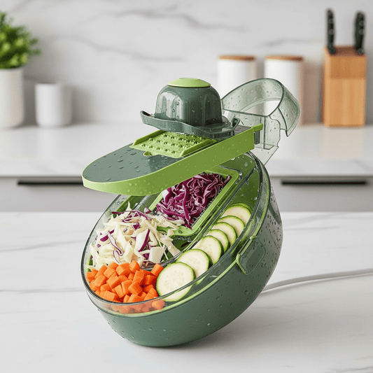 9 u 1 Multifunkcionalni Sjekač Povrća – Kuhinjski pribor – Zelena/Crna – slika 1