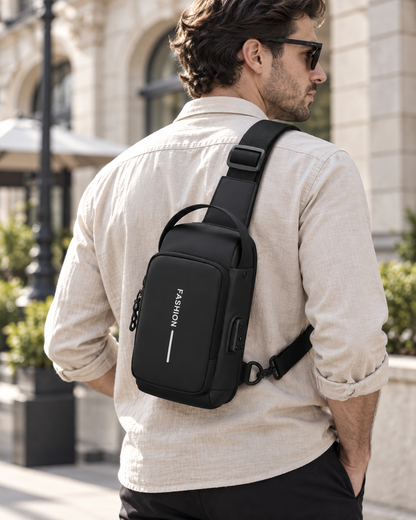 Torba preko jednog ramena G70004 s bravicom — AI lifestyle ilustracija s osobom