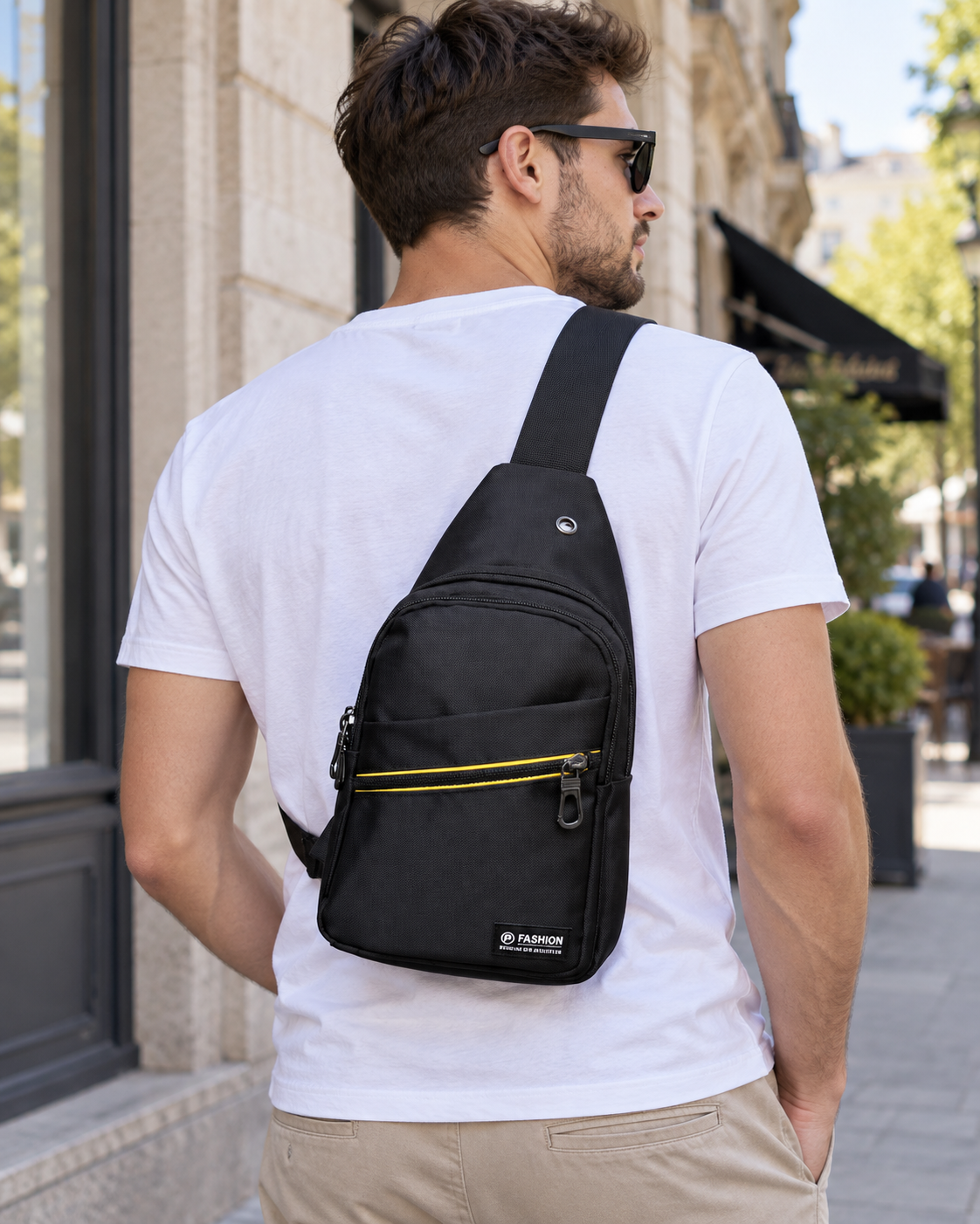 Torba preko jednog ramena 7226 — AI lifestyle ilustracija s osobom