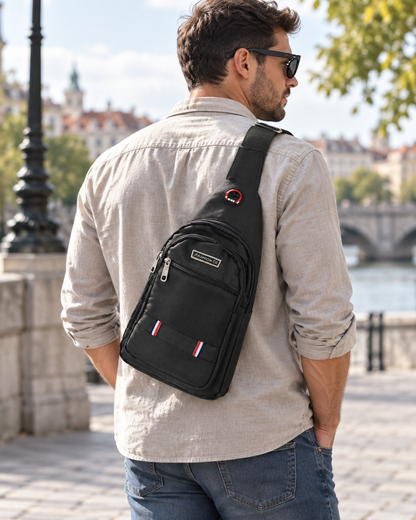 Torba preko jednog ramena 9905 — AI lifestyle ilustracija s osobom