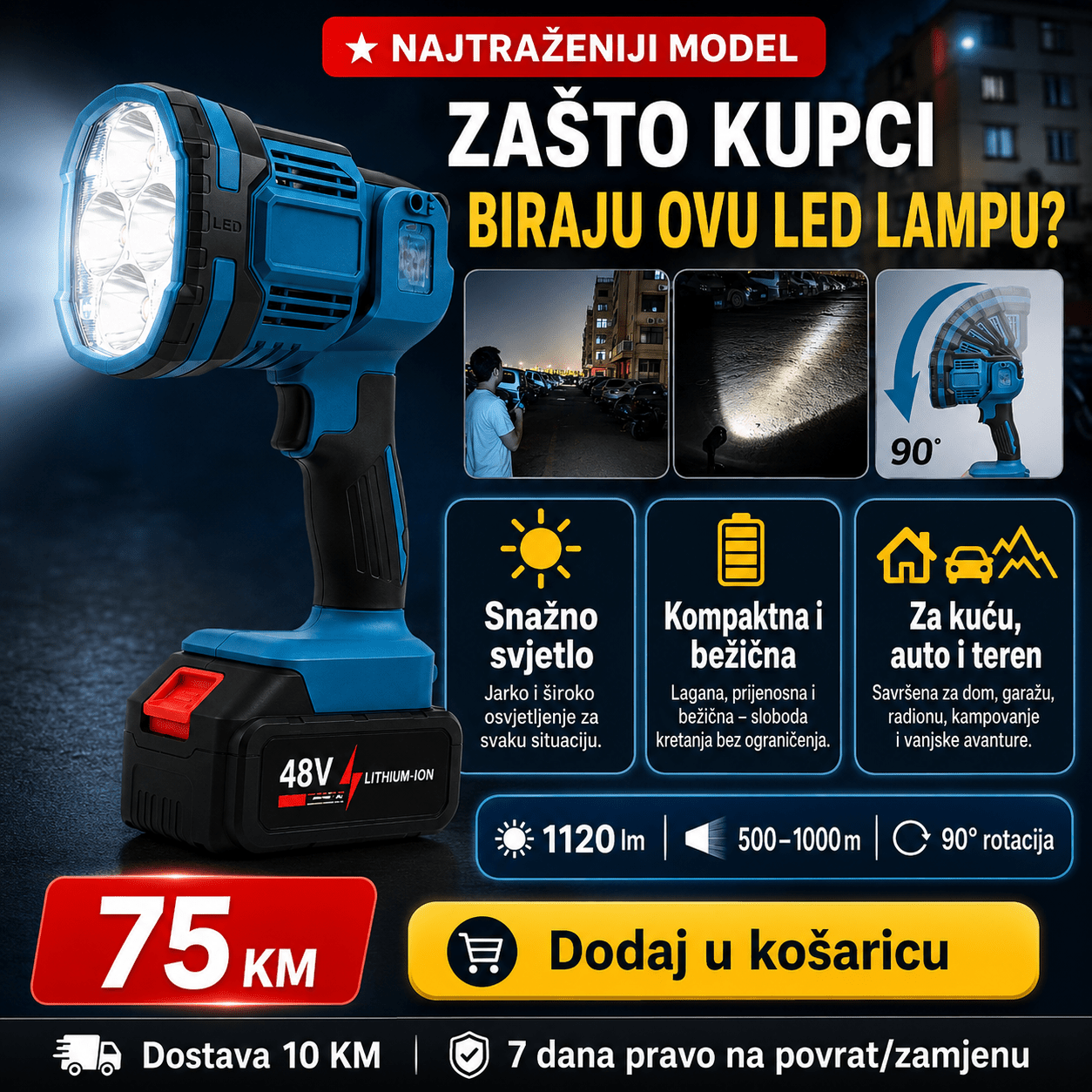 Aku LED Lampa 48V – – – slika 2
