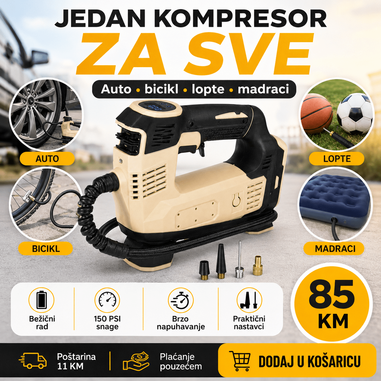 Akumulatorski Kompresor za Gume – – – slika 1