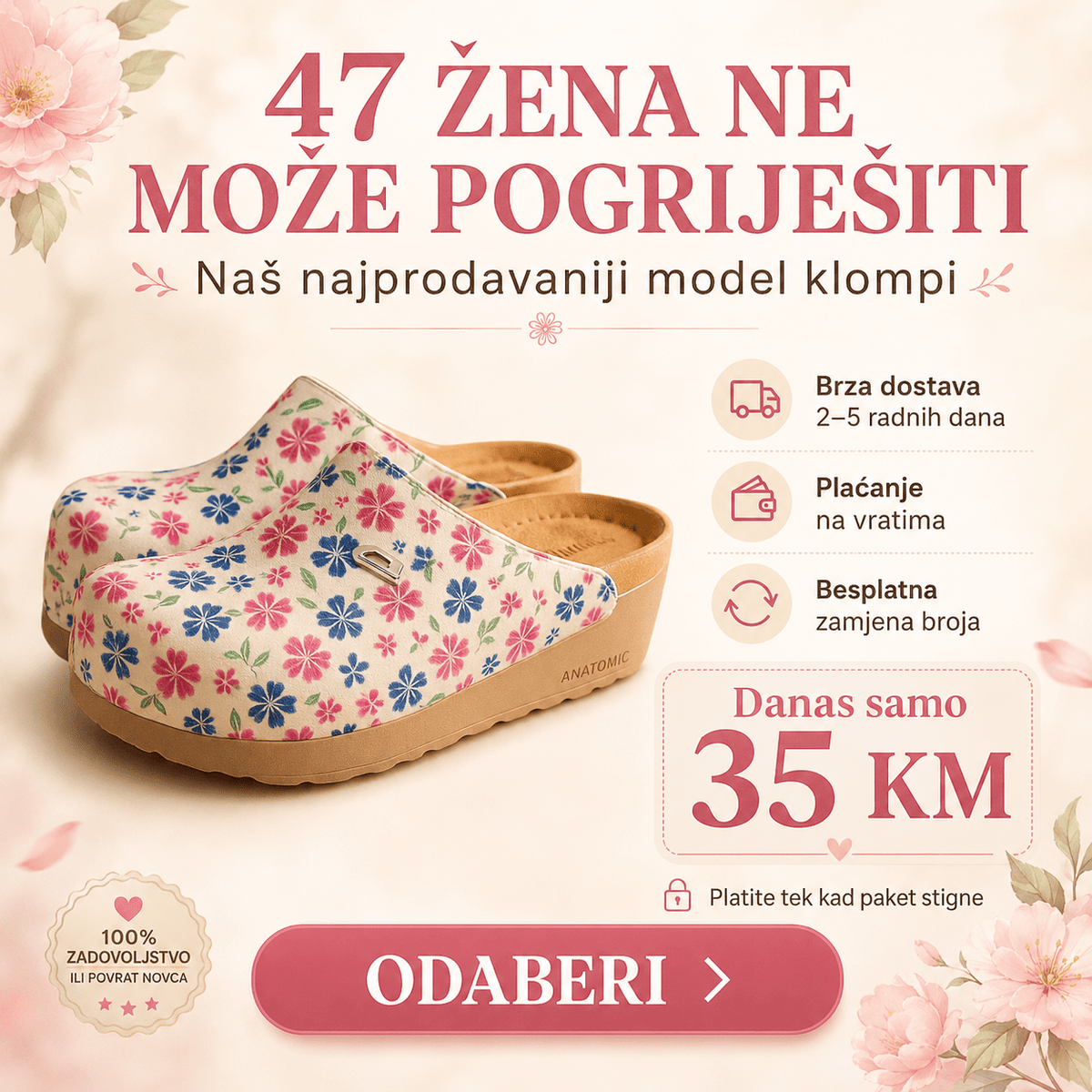 Anatomske klompe Cvjetići – Obuća i Papuče – 37 – slika 2